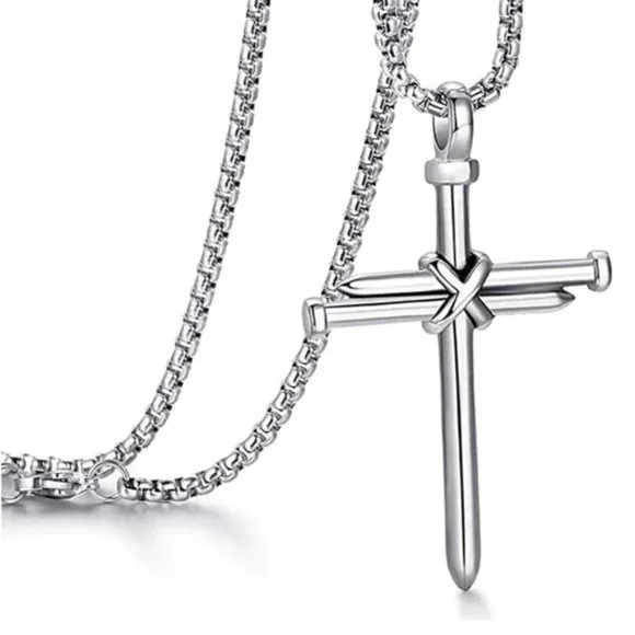 Men's Stainless Steel Cross Necklace - Picture 3 of 5